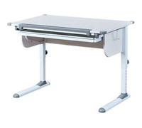 Bureau inclinable 1 tiroir bois laqué blanc et gris - Dim : L 110 x H 55-78 x P 68 cm --