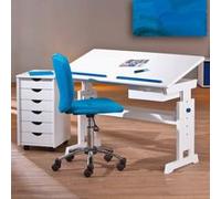 Bureau inclinable bois massif blanc bleu et rose Rubi Blanc G