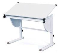 Inter Link - Réglable en Hauteur - Bureau Enfant - Bureau élève - Bureau Adolescent - Bureau avec Tablette basculante - Blanc - 3 détails de Couleur - Milo