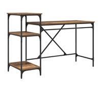 Bureau industriel avec étagères - vidaXL - 135x50x90 cm - Bois d'ingénierie - Style industriel - 3 étagères