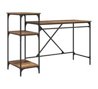 Bureau industriel Bois d'ingénierie vieux bois 135x50x90 cm | Cadre en métal robuste, surface résistante aux taches, étagères en MDF et panneaux de particules, style loft urbain