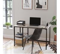 Bureau industriel VASAGLE 120x60x75cm avec étagère à 2 niveaux - Grège et noir