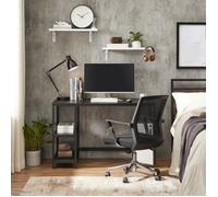 Bureau industriel VASAGLE avec étagère à 2 niveaux - Noir