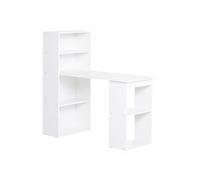 HomCom - Bureau informatique (table ordinateur) - 6 compartiments ouverts - Bois - 120x55x120 cm - Blanc