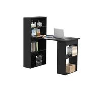 HOMCOM Bureau informatique + bibliothèque 120x55x120 cm Bois Noir 6 compartiments ouverts