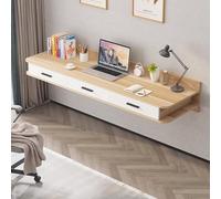 Bureau Informatique avec 2 tiroirs Bureau Suspendu Mural Coiffeuse en Bois Design Contemporain avec tiroirs for Salon Domicile(B,60cm24in)