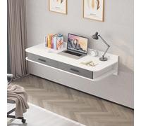 Bureau Informatique avec 2 tiroirs Bureau Suspendu Mural Coiffeuse en Bois Design Contemporain avec tiroirs for Salon Domicile(E,60cm24in)