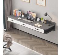 Bureau Informatique avec 2 tiroirs Bureau Suspendu Mural Coiffeuse en Bois Design Contemporain avec tiroirs for Salon Domicile(D,140cm/55in)