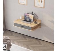 Bureau Informatique avec 2 tiroirs Bureau Suspendu Mural Coiffeuse en Bois Design Contemporain avec tiroirs for Salon Domicile(C,120cm/47in)