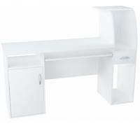 Bureau Informatique avec Rangement, Coulissant Clavier Blanc - Table d'ordinateur Style contemporain - 150 x 50 x 112 cm