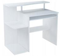 Bureau Informatique avec Rangement et Support d'Écran Blanc - Table d'ordinateur Style contemporain - 100 x 58 x 91 cm