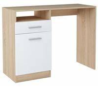Bureau Informatique avec Rangement, Tiroir Blanc-Sonoma - Table d'ordinateur Style contemporain - 100 x 50 x 75 cm