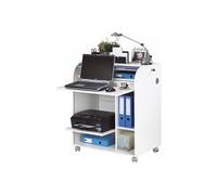 SIMMOB Bureau Informatique Blanc à roulettes 5 Niches L 79.2 H 93.8 P 53.2 cm - Blanc