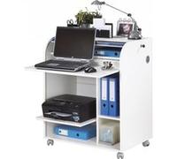 Bureau Informatique Blanc à Roulettes - Zonk Pow 400 - L 79.2 x l 53.2 x H 93.8 cm Blanc G
