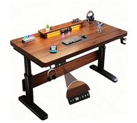 Bureau Informatique, Bureau de Bureau, Bureau électrique à Double Moteur réglable en Hauteur avec Fonction mémoire, Porte-gobelet et Crochet for Casque, Support for écran(80/50cm)