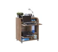 Bureau Informatique Chêne 1 Rideau - Blanc - L 79.2 x l 53.2 x H 93.8 cm marron G