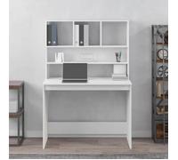 Bureau Informatique - CLOUD - avec étagères - Blanc 102x45x148 cm - Bois d'ingénierie LL185880