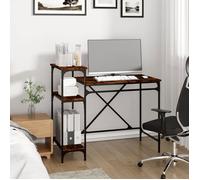 Bureau Informatique - CLOUD - avec étagères - chêne 105x50x90 cm -bois d'ingénierie et fer LL203586