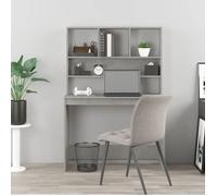 Bureau Informatique - CLOUD - avec étagères - Gris béton - 102x45x148 cm - Bois d'ingénierie LL187919