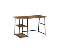 Bureau informatique design industriel 2 étagères panneaux particules aspect vieux bois acier noir