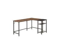 HOMCOM Bureau Informatique Design Industriel Bureau d'angle 2 tablettes Support CPU imprimante Aspect Vieux Bois métal Noir