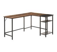 HOMCOM Bureau Informatique Design Industriel Bureau d'angle 2 tablettes Support CPU imprimante Aspect Vieux Bois métal Noir