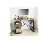 SoBuy FWT61-N Bureau Informatique Table d’étude Plan de Travail avec Tiroir et 4 Étagères pour Bureau, Salon, Cadre en Métal, Style Industriel - 118x48x75cm