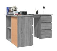 Bureau informatique Gris - LEMON® Bureau d'angle multi-rangements - Sonoma gris - 145x100x76cm - Bois d'ingénierie 945 - Soldes
