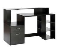 Bureau informatique - HOMCOM - 2 tiroirs rangement étagères ouvertes tablette imprimante moderne - MDF - 137x55x92cm - noir