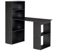 HOMCOM Bureau informatique + bibliothèque 120x55x120 cm Bois Noir 6 compartiments ouverts