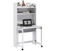 Bureau informatique HOMCOM MDF 80x69x155cm Blanc