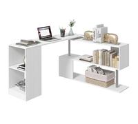 Bureau Informatique HOMCOM - multimédia modulable - design contemporain - zig zag bibliothèque intégrée - blanc