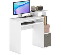 bureau informatique HOMCOM Panneaux de partiucules 100x40x86.6cm blanc, gris