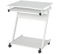 HOMCOM Bureau informatique roulant – Tablette coulissante et étagère – 60x48x73 cm – Blanc