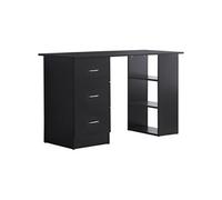 Bureau informatique meuble de bureau 3 tiroirs coulissants + 3 étagères grand plateau 120L x 49l x 72H cm MDF noir