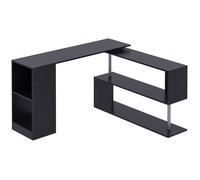 Bureau informatique multimédia modulable design contemporain zig zag bibliothèque intégrée panneaux particules noir métal