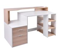 HOMCOM - meuble pour ordinateur - MDF et rail en métal - 137x55x92cm - Beige