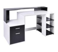 Bureau Informatique Multimédia Design Multi-Rangements 137 L X 55 L X 92 H Cm Noir Et Blanc Blanc