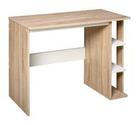 HOMCOM Bureau Informatique Table d'ordinateur dim. 100L x 44l x 74H cm 3 étagères latérales en Bois Couleur chêne Clair Blanc, pour Travail, Moderne