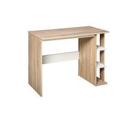 HOMCOM Bureau Informatique en Bois 100L x 44l x 74H cm Chêne Clair Blanc | Table d'ordinateur, 3 Étagères Latérales