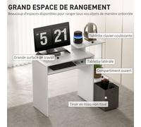 HomCom Bureau informatique Panneaux de particules 100x40x86,6 cm Blanc/Gris