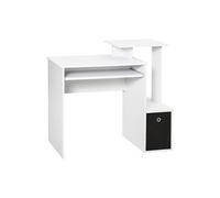 HomCom Bureau informatique multimédia étagères tablette clavier panier Noir/Blanc 100x40x86,6 cm