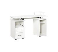 HOMCOM Bureau informatique multimédia multi-rangements 120L x 55l x 85H cm en bois blanc