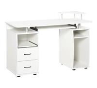 HomCom Bureau informatique avec support imprimante et clavier étagères et tiroir 120x55x85 cm Blanc