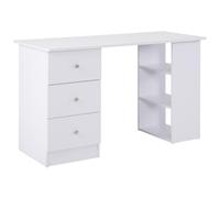 Bureau informatique multimédia multi-rangements 3 tiroirs 2 étagères 120L x 49l x 72H cm blanc