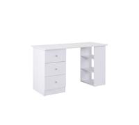 HomCom - Bureau informatique multimédia multi-rangements 3 tiroirs 2 étagères MDF 120x49x72 cm Blanc