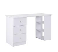 Bureau multimédia 3 tiroirs 2 étagères blanc
