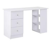 HomCom - Bureau informatique multimédia multi-rangements 3 tiroirs 2 étagères MDF 120x49x72 cm Blanc