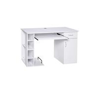 HomCom Bureau informatique multimédia étagère tiroir tablette clavier MDF 120×60×74 cm Blanc