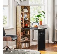 Bureau Informatique Pliable Avec Bibliothèque Tableau Noir Mdf Marron Marron